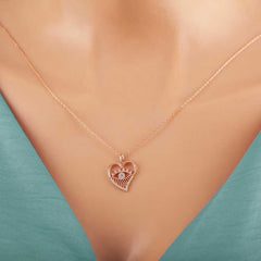 Silver Rose Heart Eye Women's Necklace