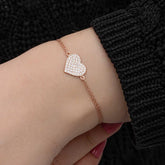 Silver Rose Heart Women's Bracelet