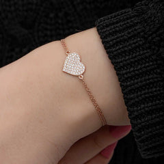 Silver Rose Heart Women's Bracelet