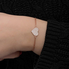 Silver Rose Heart Women's Bracelet