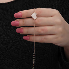 Silver Rose Heart Women's Bracelet