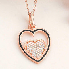 Silver Rose Heart Women's Necklace