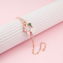 Silver Rose Heart Magnolia Flower Butterfly Women's Bracelet