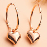 Silver Rose Heart Dangle Women's Earrings