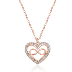 Collier femme infini en argent avec cœur rose