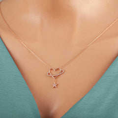 Silver Rose Heart Star Women's Necklace