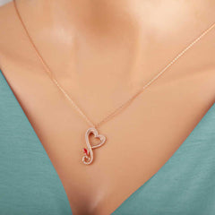 Silver Rose Heart Butterfly Women's Necklace