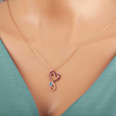 Silver Rose Heart Butterfly Women's Necklace