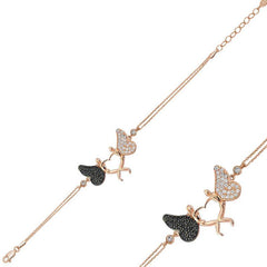 Bracelet femme ange cœur rose en argent