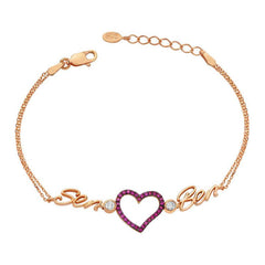 Bracelet Femme Argent Rose Coeur Toi Moi