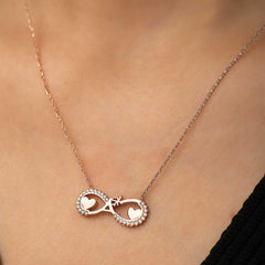 Silver Rose Heart Infinite Love Necklace