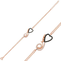 Silver Rose Heart Infinity Mom Bracelet for Women