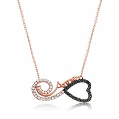 Silver Rose Heart Infinity Mom Necklace