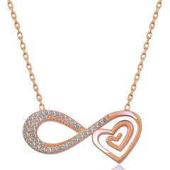 Silver Rose Heart Infinity Women's Necklace