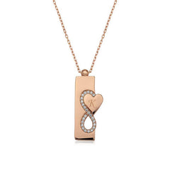 Silver Rose Heart Infinity Necklace