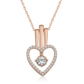 Silver Rose Heart Single Stone Women's Necklace