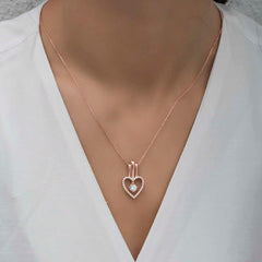 Silver Rose Heart Single Stone Women's Necklace