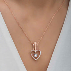 Silver Rose Heart Single Stone Women's Necklace