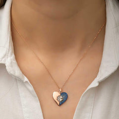 Silver Rose Heart Clover Women's Necklace
