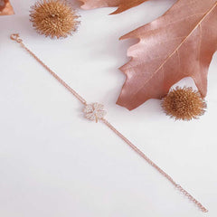 Bracelet femme en argent avec trèfle et cœur rose