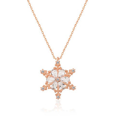 Silver Rose Snow Flower Women's Necklace