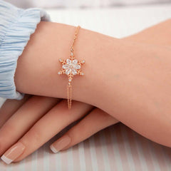 Silver Rose Snow Flower Women's Bracelet