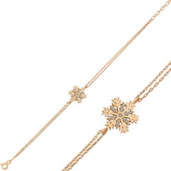 Bracelet femme flocon de neige rose argenté