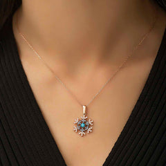Silver Rose Snowflake Women's Necklace