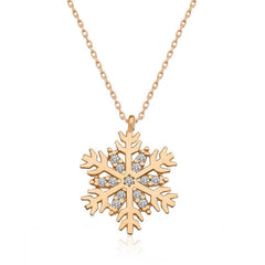 Collier femme flocon de neige rose argenté