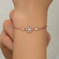 Bracelet femme flocon de neige rose argenté