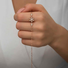 Bracelet femme flocon de neige rose argenté