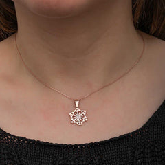 Silver Rose Snowflake Women's Necklace