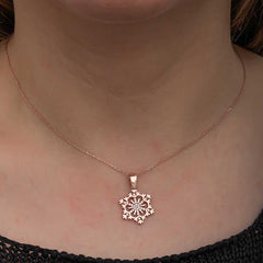 Silver Rose Snowflake Women's Necklace