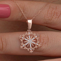 Silver Rose Snowflake Women's Necklace