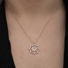 Silver Rose Snowflake Women's Necklace