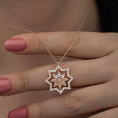 Silver Rose Snowflake Women's Necklace