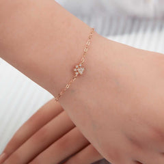 Bracelet patte de chat en argent rose pour femme