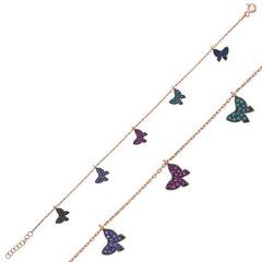 Silver Rose Butterfly Women's Bracelet