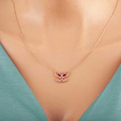 Silver Rose Butterfly Women's Necklace