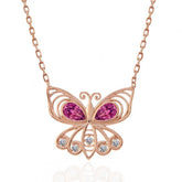 Silver Rose Butterfly Women's Necklace