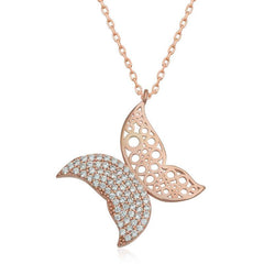 Silver Rose Butterfly Women's Necklace