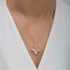 Silver Rose Butterfly Women's Necklace