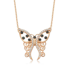 Silver Patterned Butterfly Women's Necklace