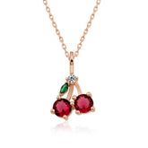 Collier en argent avec motif de cerise rose