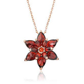 Collier Fleur de Lotus Rouge Rose Argent