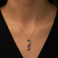 Silver Rose Personalized Rainbow Necklace