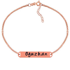 Silver Rose Personalized Name Bracelet for Women