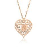 Silver Rose Personalized Heart Inside Heart Women's Necklace