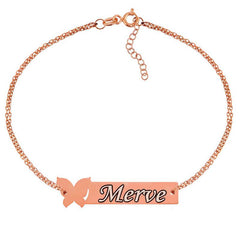 Silver Rose Personalized Butterfly Named Women's Bracelet