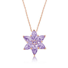 Silver Rose Lilac Lotus Flower Necklace